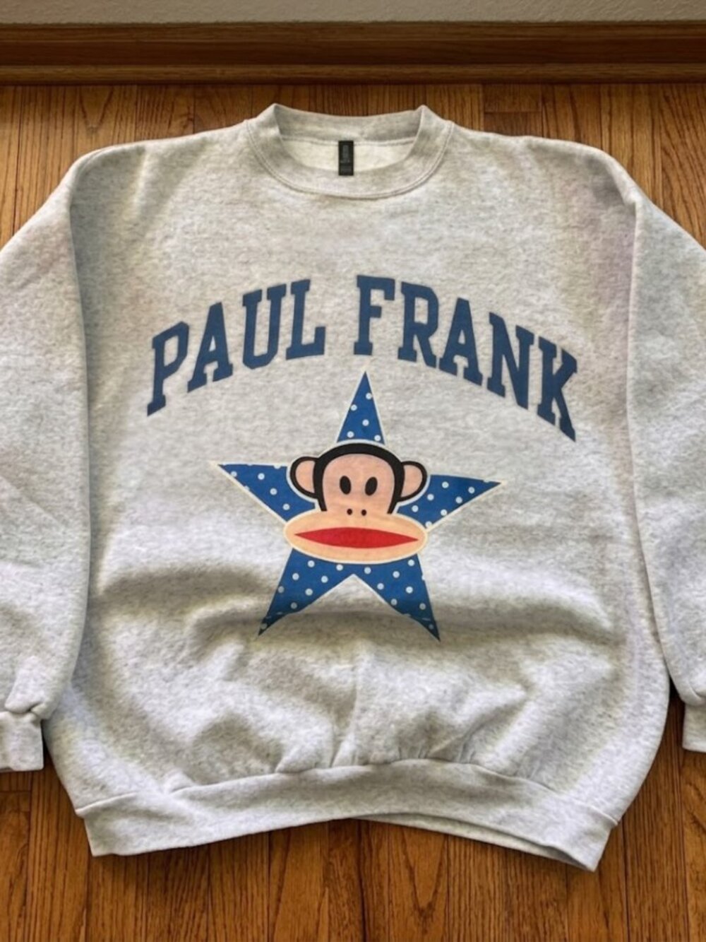 Paul Frank Vintage Y2K Gray Crewneck Sweatshirt Monkey Star Graphic